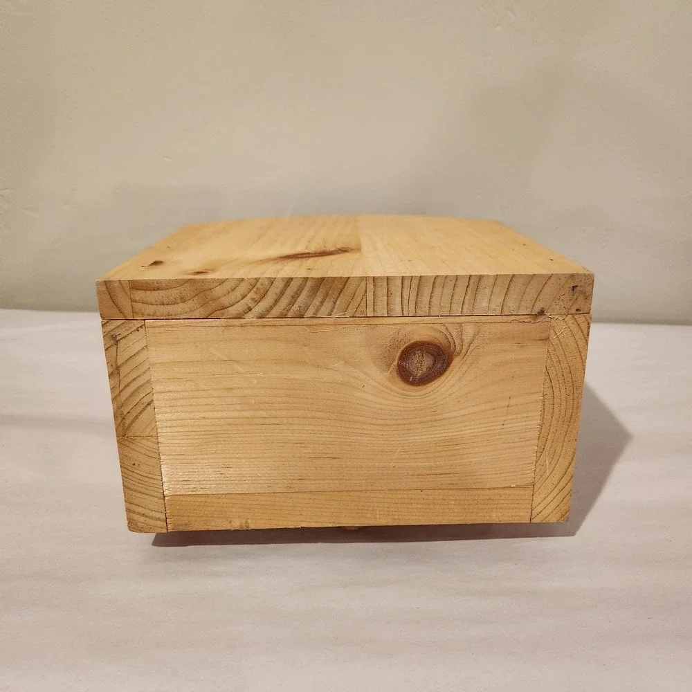 Cottagecore, Rustic Wood Shelf with Hidden Cubbie Natural Wood Tabletop